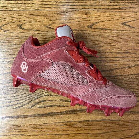 Nike Jordan 5 Low Retro Alpha Menace Elite Oklahoma PE Football Cleats Size 12.5 - Picture 1 of 9